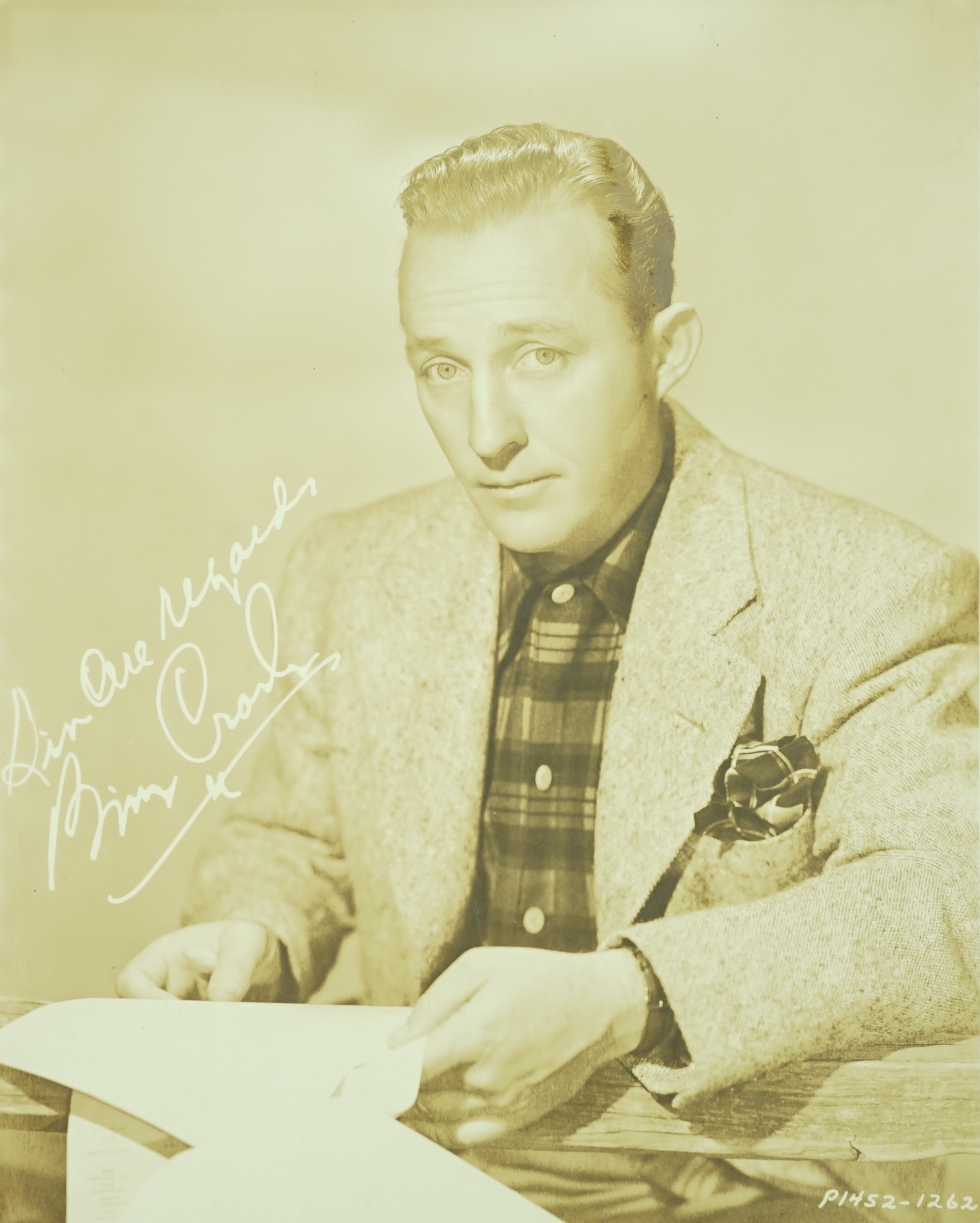 Bing Crosby interest; a signed letter on headed notepaper with its original envelope bearing the same logo, the body of the letter and address on the envelope typed in blue and both dated 22 July 1948, together with a co